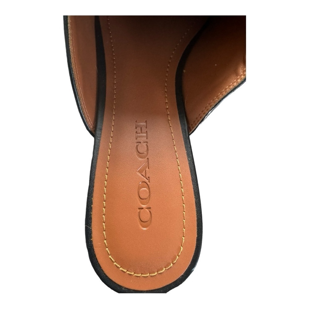 COACH Shea Black Leather Mules Slides Size 9.5 - Picture 7 of 11